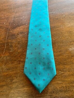 Dior Teal Silk Tie with Micro Floral Motif